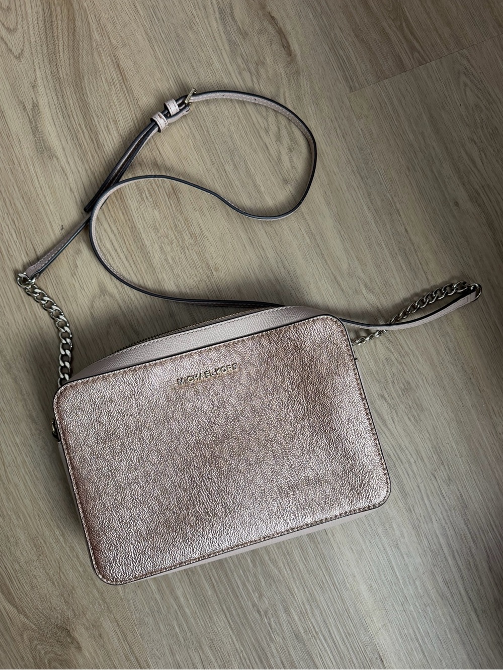 Michael Kors Metallic Rose Gold Crossbody Bag
